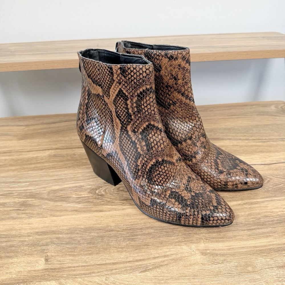 Dolce Vita Faux Snake Print Leather Ankle Boots, Women's Size 6